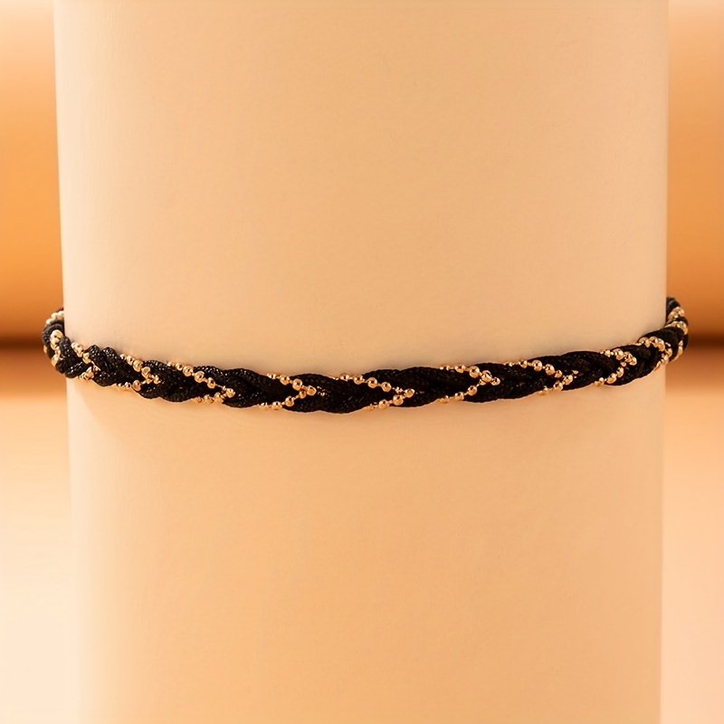 Minimalist Bohemian Braided Anklet with Beads