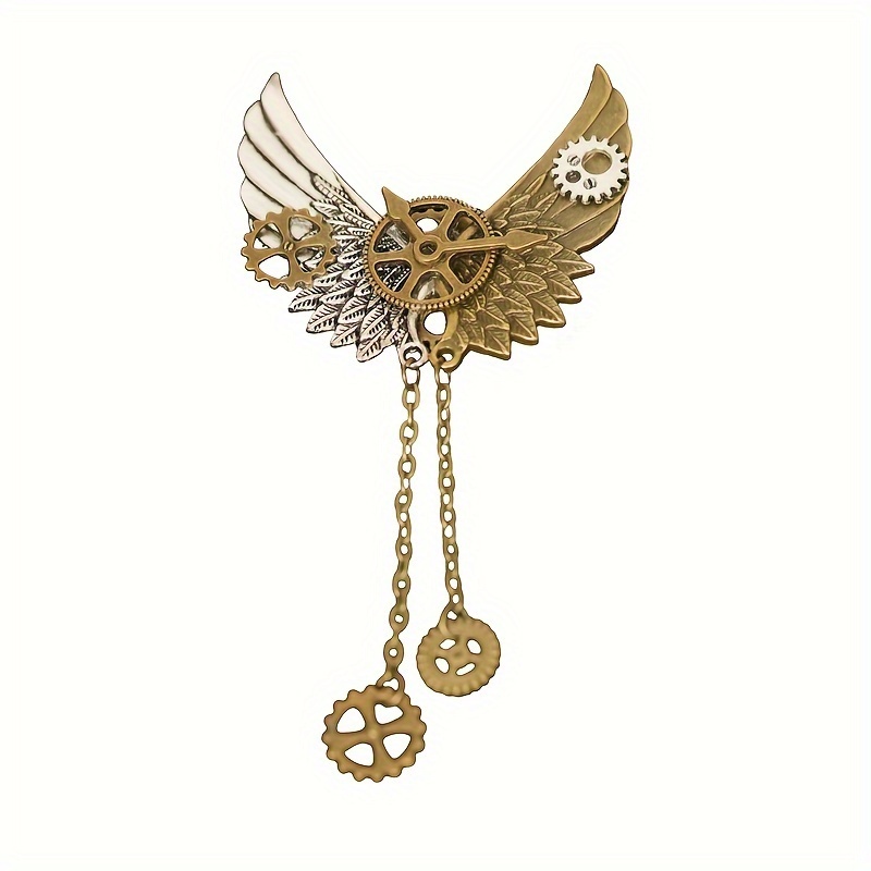 Gothic Steampunk Bird Wings Gear Brooch Men Accessories - Temu Canada