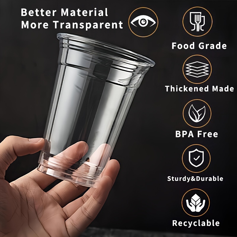 Disposable Cups With A Choice Of Lids - Perfect For Iced Coffee, Smoothie,  Milkshake,milk Tea,ice Cream&juice!ideal For Parties, Picnic, Bbq, Travel,  Wedding, And Any Festive Events. - Temu