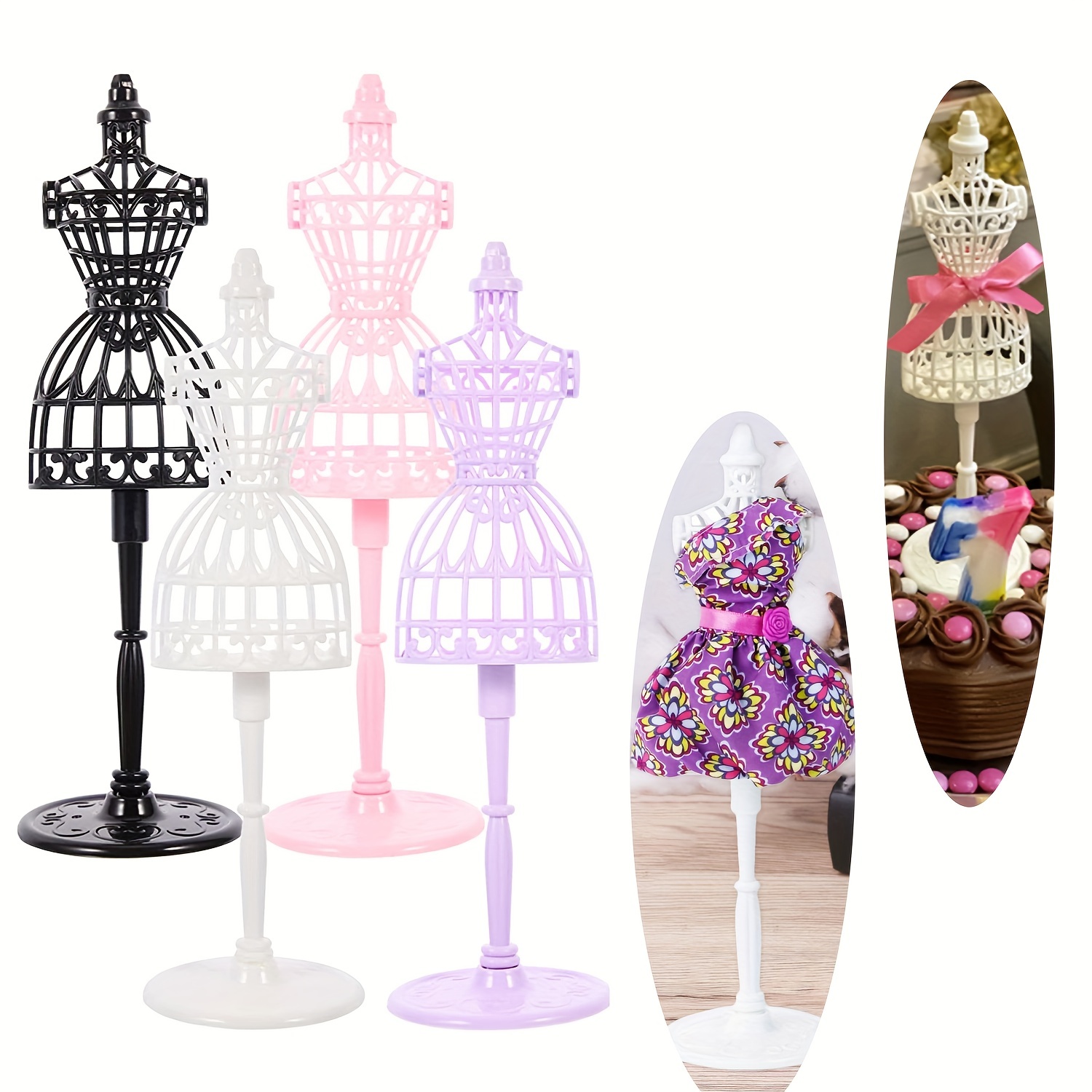 5pcs Mini Doll Dress Support Mannequin Model Full Dress Stand Doll