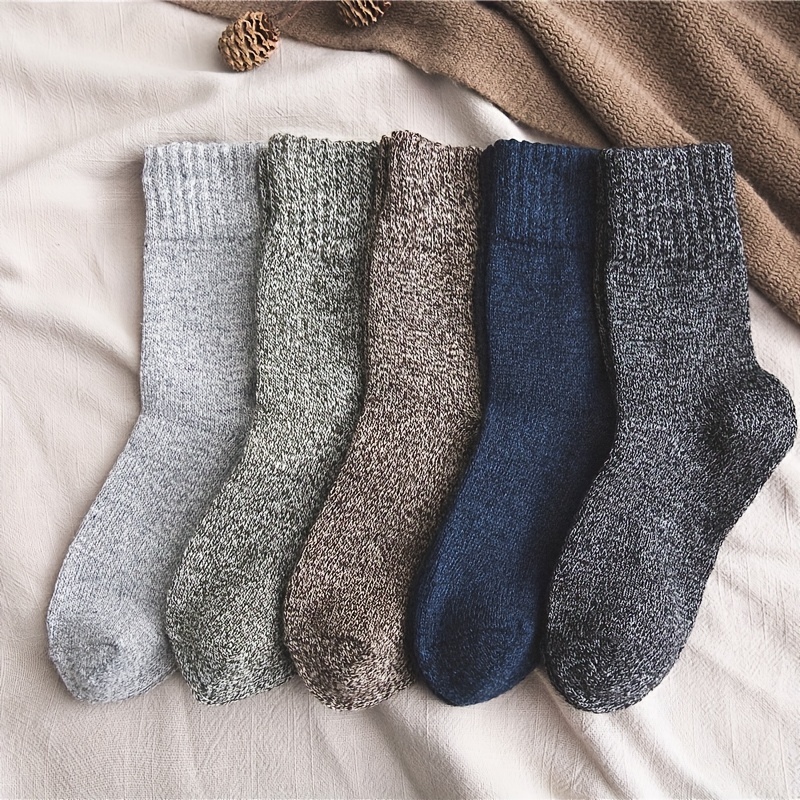 5pairs Men's Cotton Thick Warm Winter Socks For Hiking Or Outdoor Sports