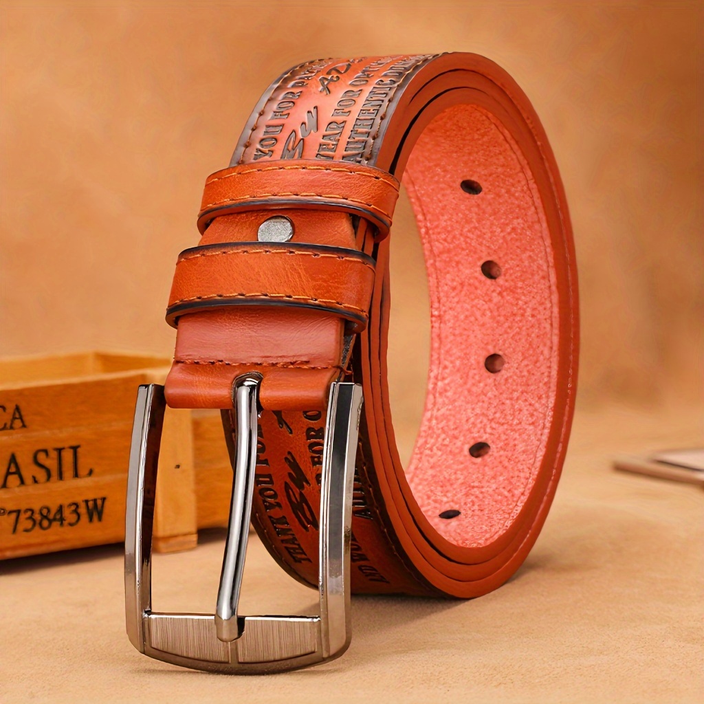 mens casual pin buckle belt mens embossed retro style belt