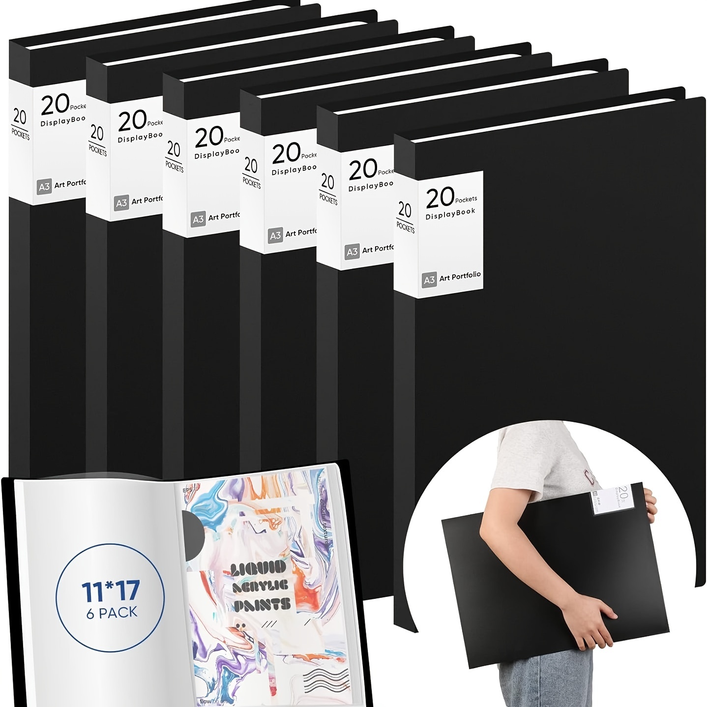 Presentation Book 3 Packs Art Portfolio Binder with Plastic Sleeves 9x12 Portfolio Folder with Artwork Sheet Protectors for Documents 30 Pockets