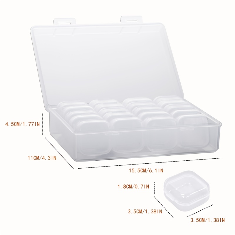 Small Clear Plastic Beads Storage Containers Box Hinged Lid - Temu