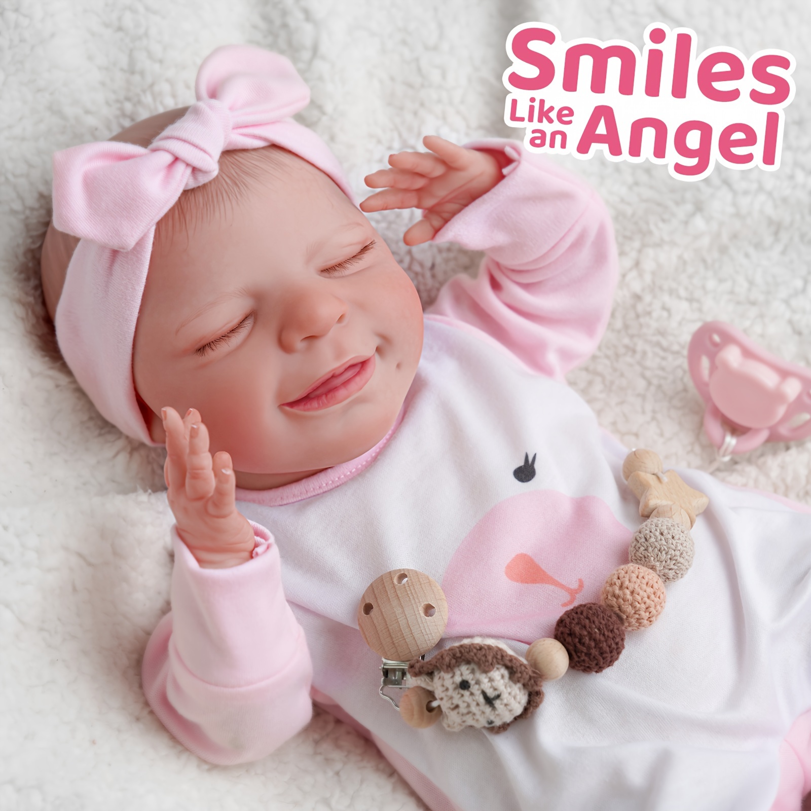 Mini Bebe Reborn (Conejito amarillo, dormida y sonriente) - Tienda de Angels