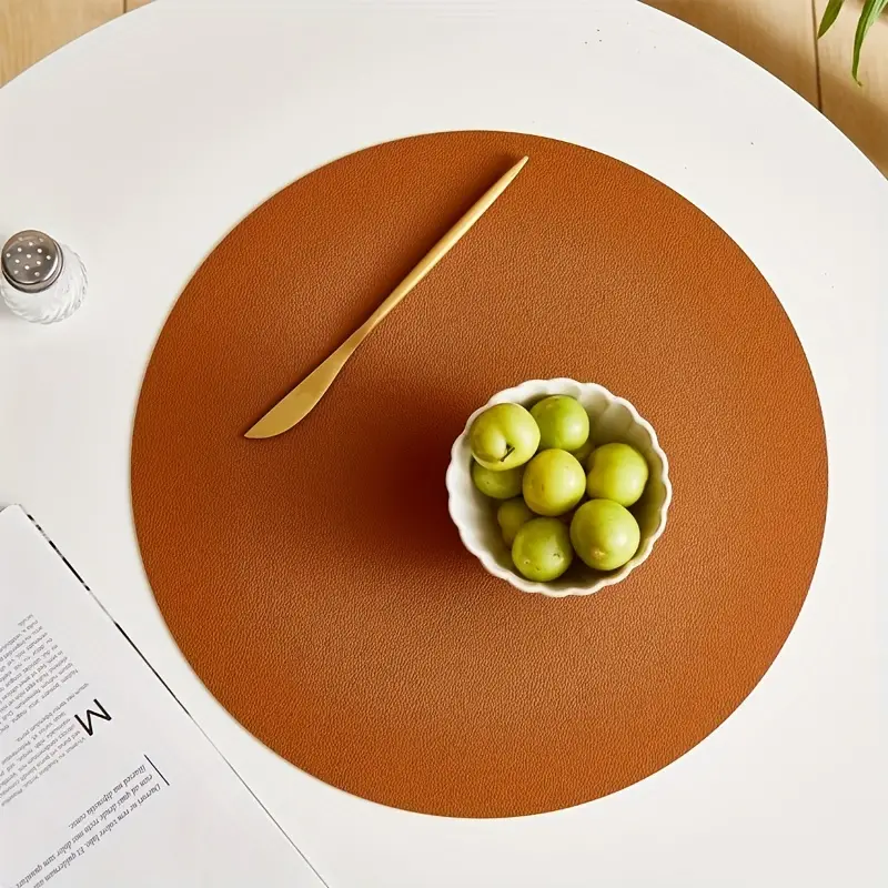 Solid Leather Mat, Round Double-sided Two-color Lychee Pattern mat, Home  Kitchen Decor - Temu