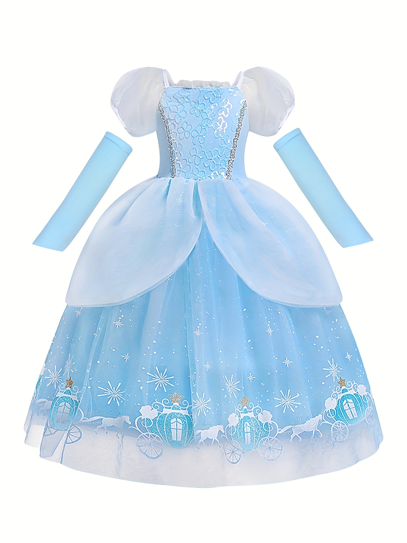 Girls Princess Dresses Fancy Dress Tulle Sequins Puff - Temu