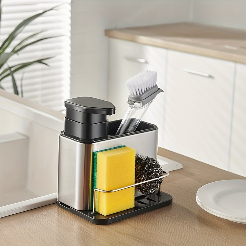 Kitchen Sink Sponge Holder, Stainless Steel Kitchen Soap Dispenser