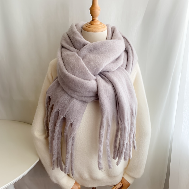 Chunky mohair tube scarf in beige mix/SC6