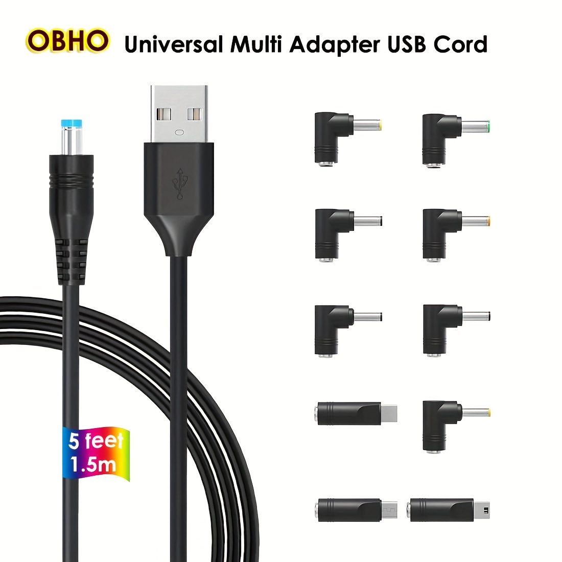 Usb To 5v Universal Power Cable Plug Jack Charging - Temu