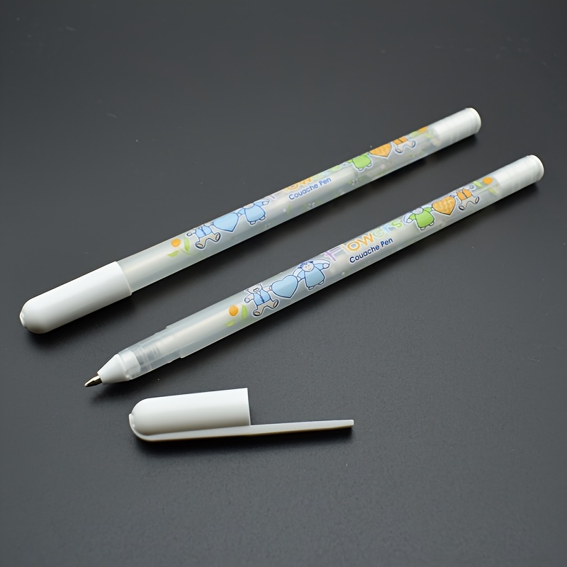 5Pcs White Ink Gel Pen Highlight Marker Pen 0.8Mm Fine Tip For Student  Stationery Drawing Art Writing School Supplies