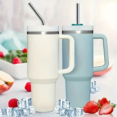 Stanley Cups Travel Tumbler Accessories - Stainless Steel Reusable Straws  W/ Cleaning Brush & Drawstring Bag - Perfect Summer & Winter Drinkware  Accessories! - Temu
