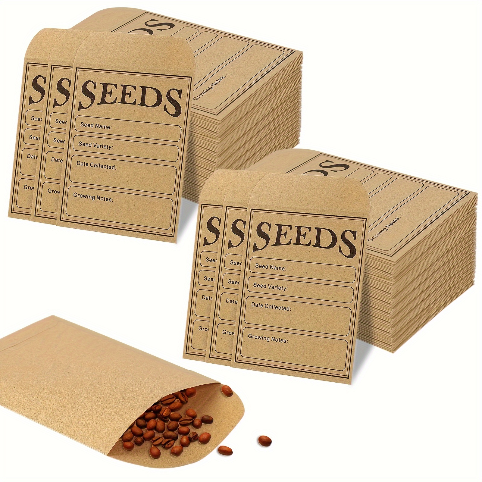 100pcs Seed Envelopes 3.15 X 4.72 Kraft Seed Saving Envelopes Small Brown  Envelopes For Seeds Blank Seed Packets Envelopes