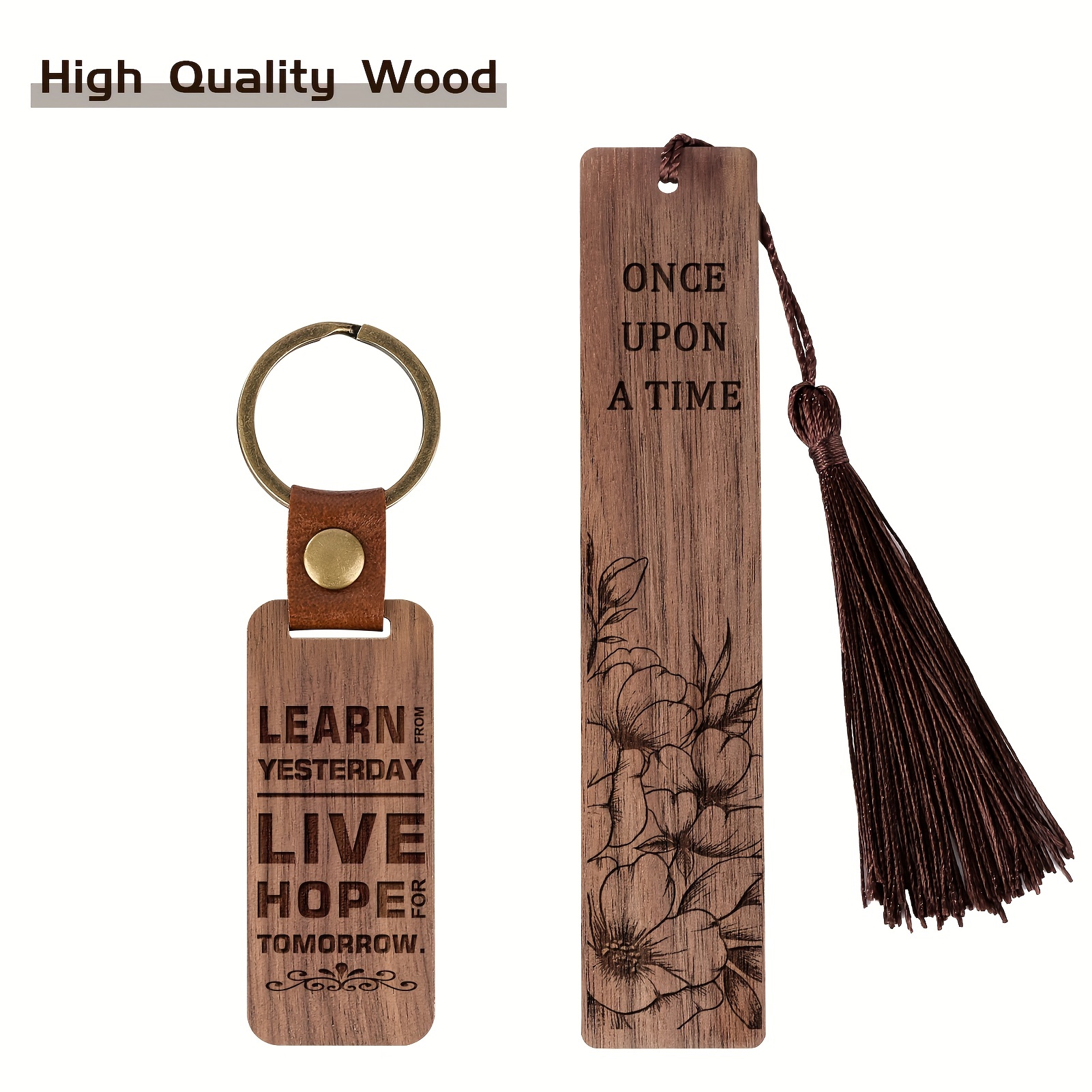 1 Wooden Bookmark Pen Keychain Set Handmade Natural Wooden - Temu