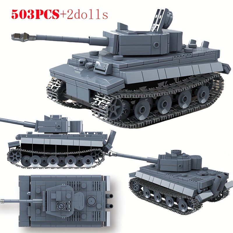 

503pcs City Police Classic Rotating Caterpillar Tank Model Includes 2 Soldiers, Weapon Accessories, Puzzle Stacking Building Blocks, Christmas, Halloween, Thanksgiving Day, New Year, Birthday Gifts