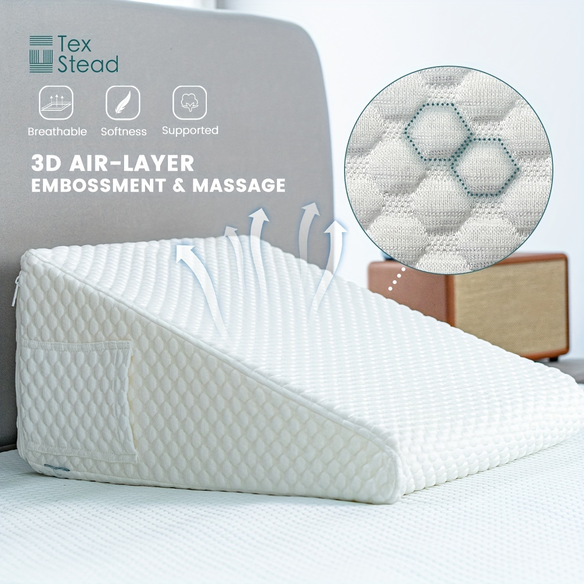 Bed Wedge Pillow Memory Foam Incline Cushion For Legs And - Temu