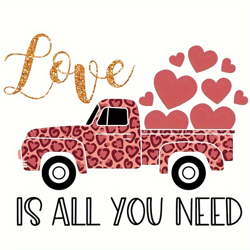 4pcs Small Love Heart, Car, Xoxo Design Heat Transfer Vinyl Iron-On Letters  Stickers For Couple Clothing Decoration