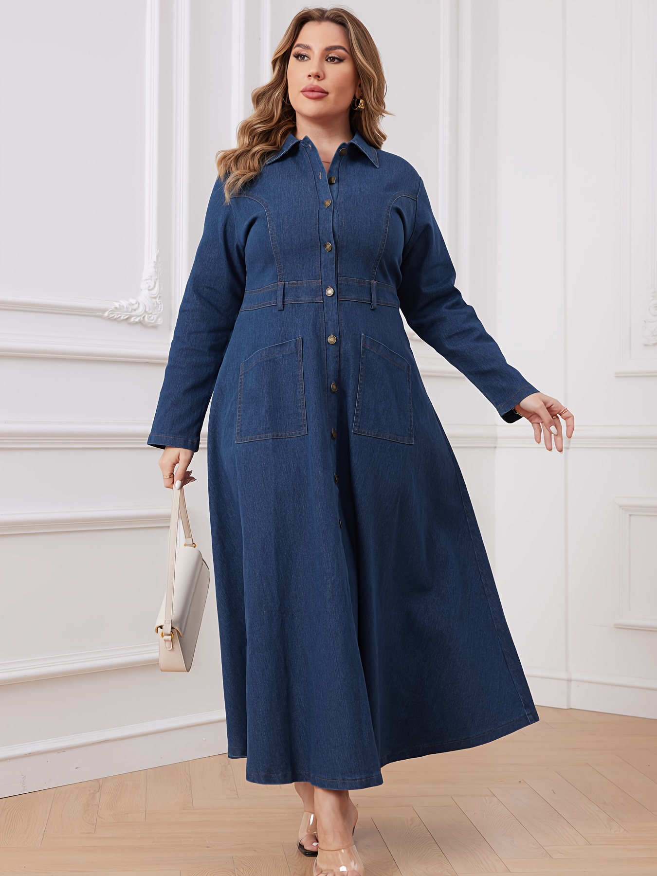 Plus Size Colorblock Denim Tunic Dress – SASMOOTYS DENIM