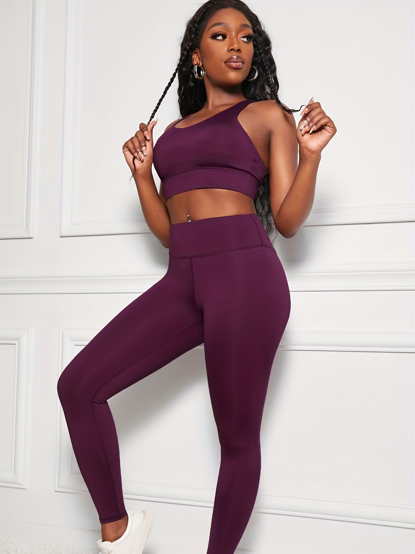 Women's Yoga Suits Solid Color Fitness Workout Exercise - Temu