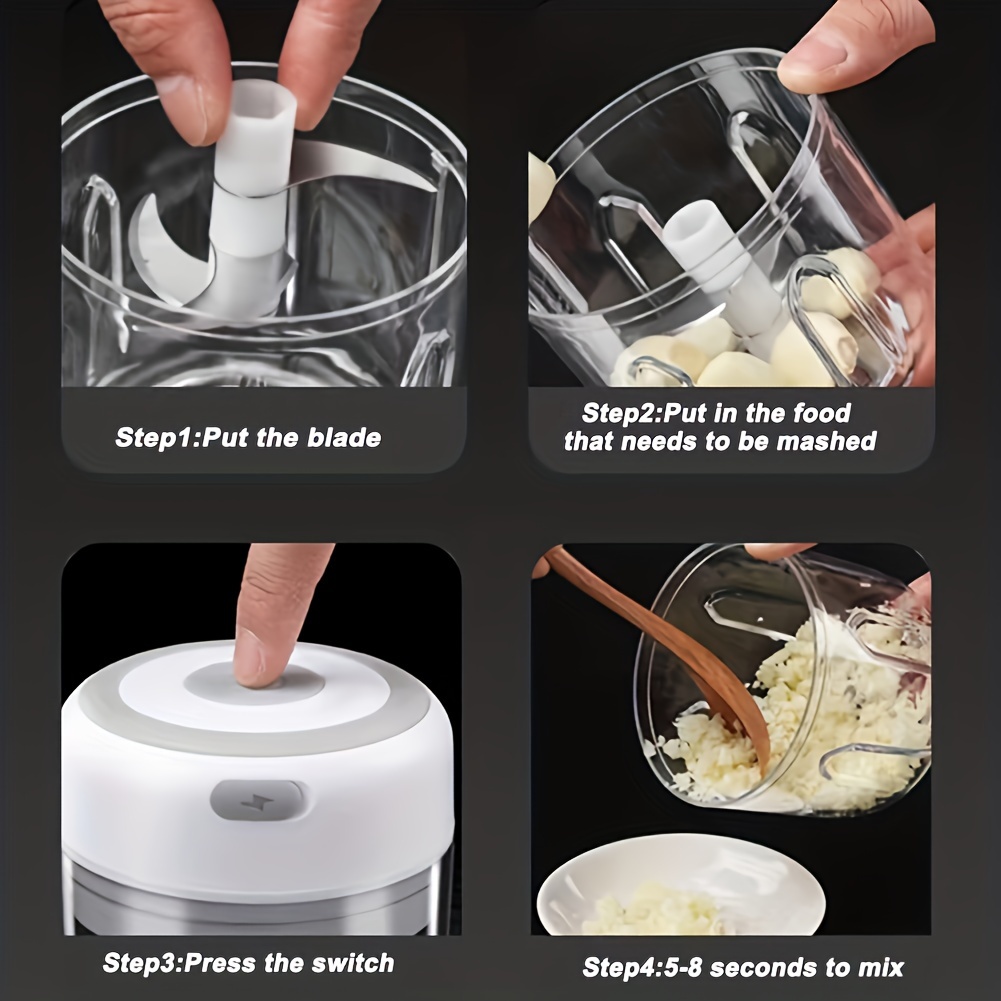 Electric Mini Garlic Chopper, Portable Food Processor, Vegetable Chopper  Onion Mincer, Cordless Meat Grinder with USB Charging for Vegetable,  Pepper