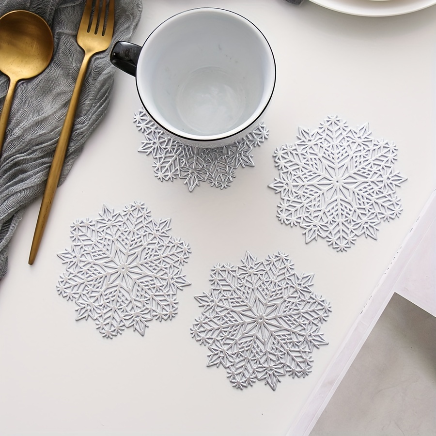 Pvc Placemats Hollow Snowflake Pvc Dining Table Mat Washable - Temu