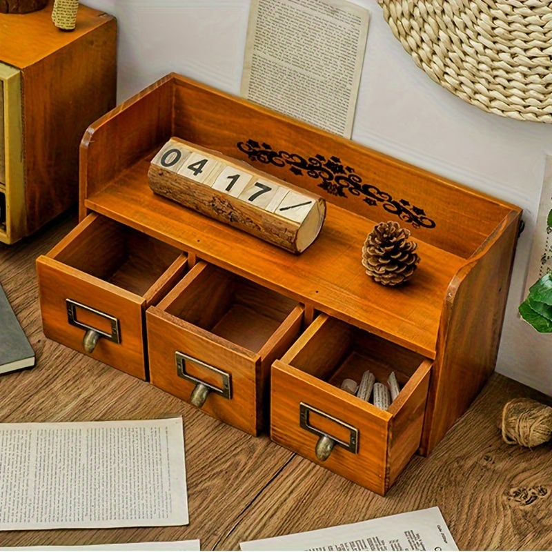 ORPAGU Wooden Sewing Box，Hobby Organizer With 2 Drawers Wooden