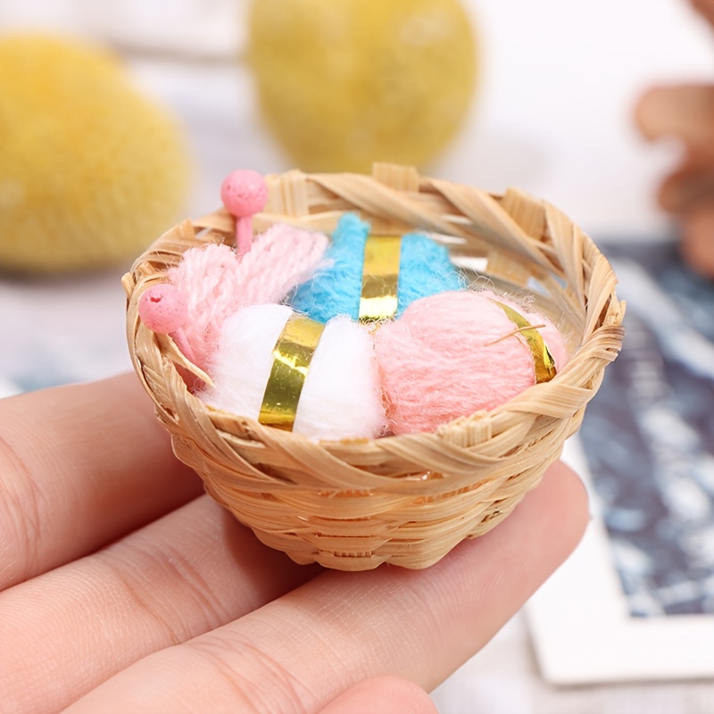 1:12 Dollhouse Simulation Mini Knitting Basket Miniature - Temu