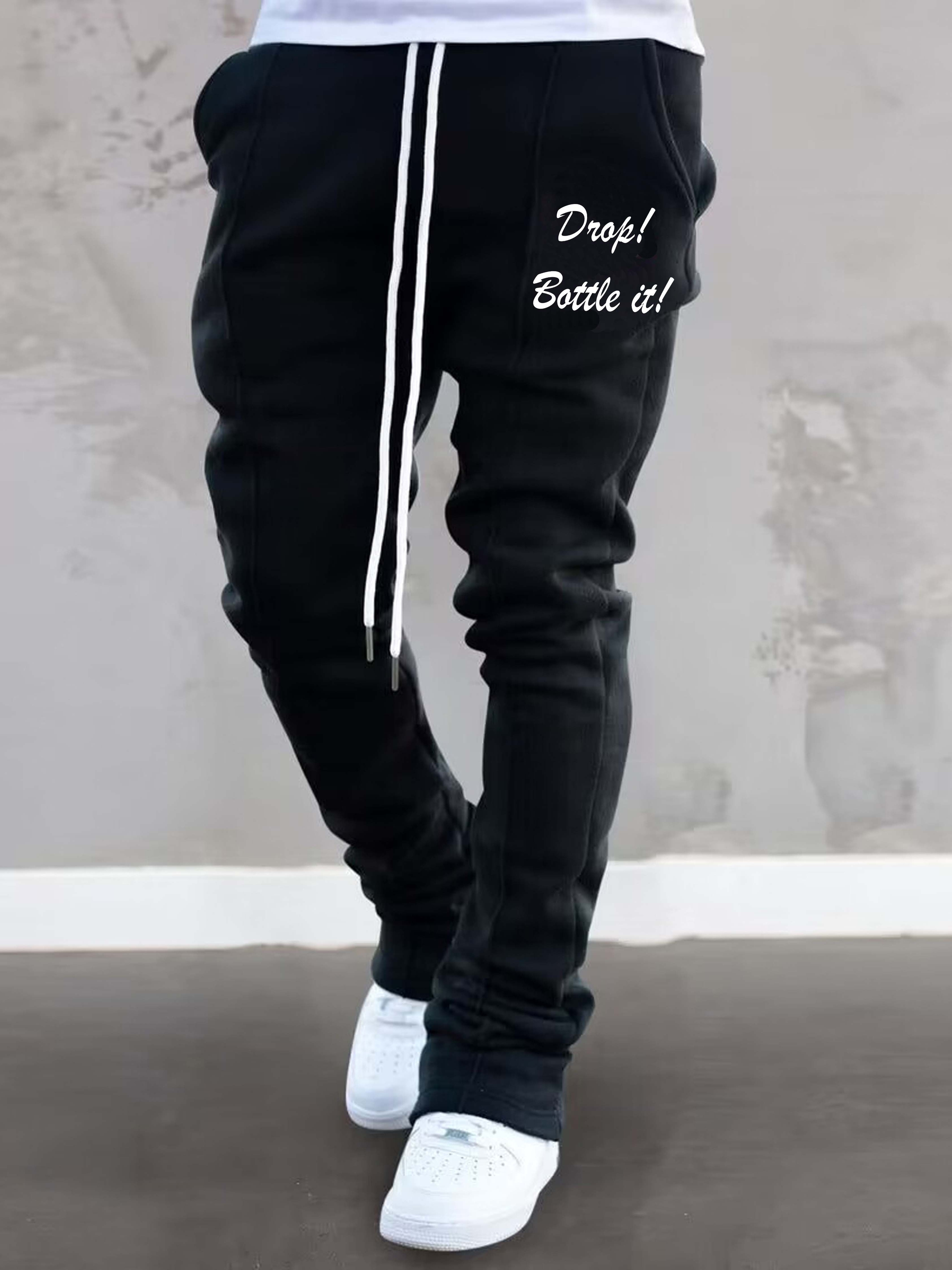 Men's Casual Sweatpants Leaves Graphic Pocket Elastic Waist - Temu