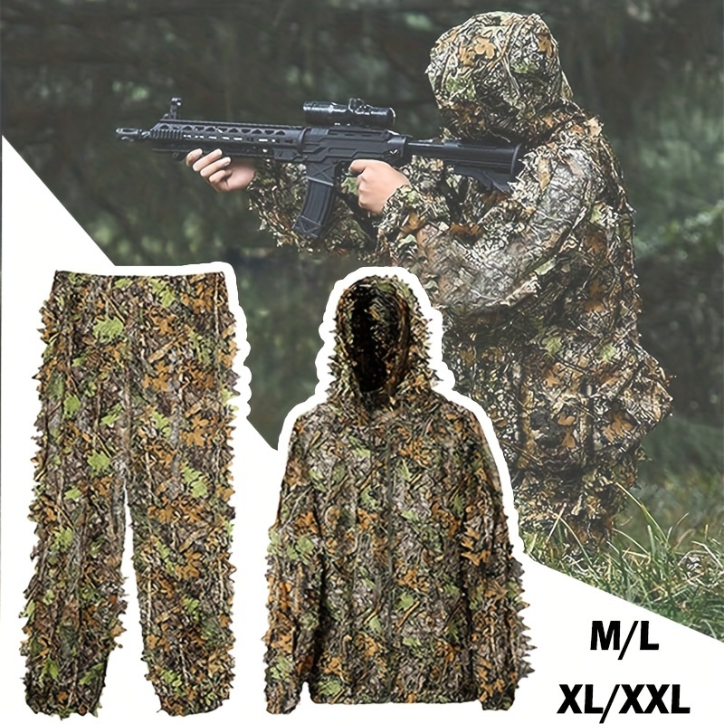 lightweight 3d leafy camouflage set outdoor camouflage ghillie suit for disguise realistic cs airsoft game wildlife photography details 1