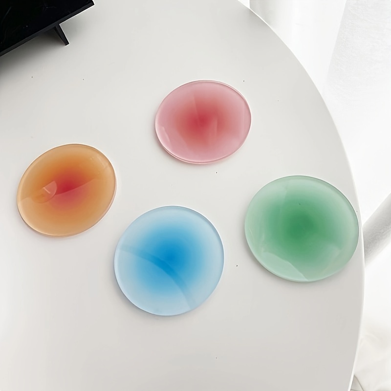 

4pcs, Gradient Color Acrylic Coasters Round Heat-resistant Cup Pad Mat Protect Your Tabletop Desktop Heat Insulation Coasters