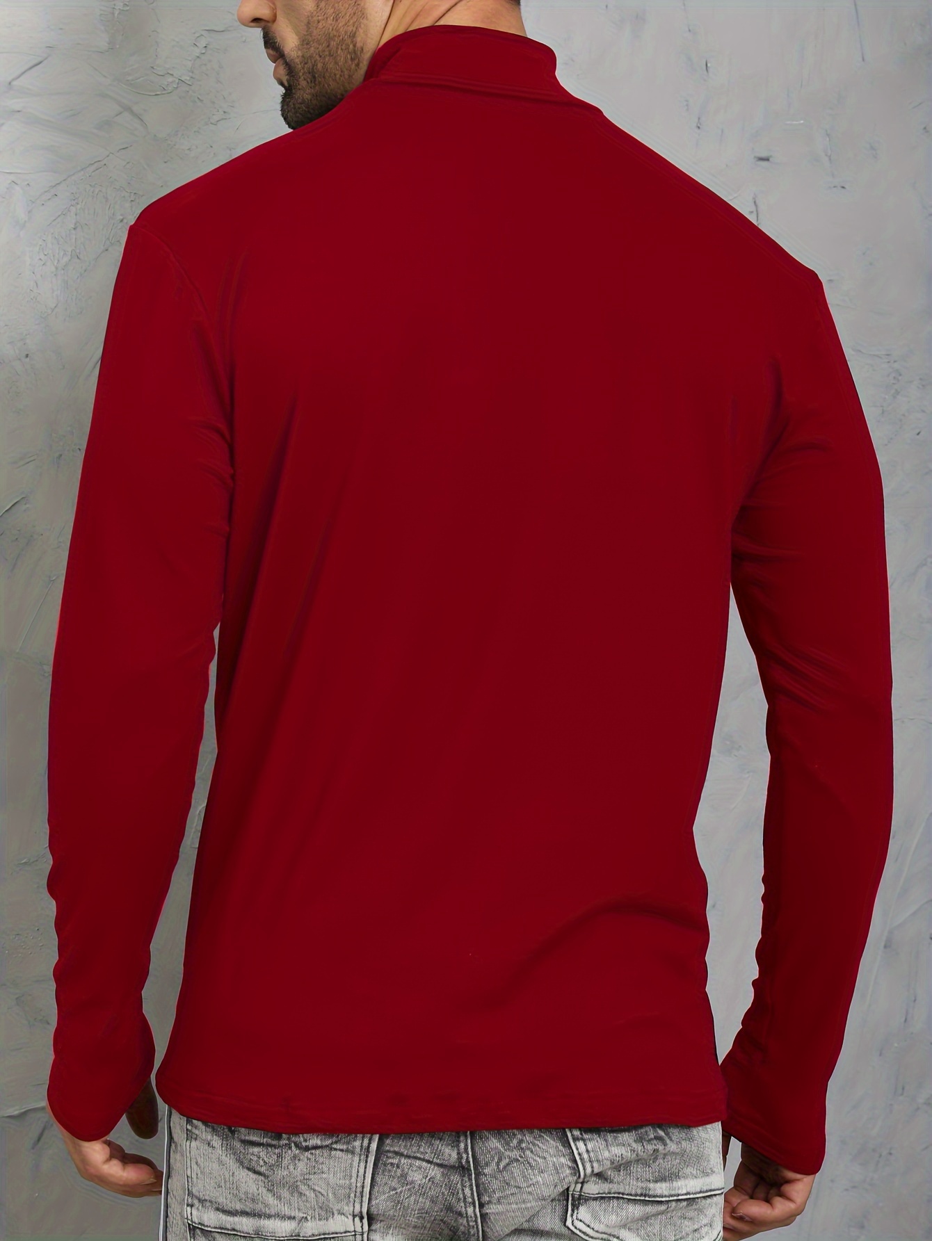 Camiseta/Remera/Playera de cuello alto y mangas largas de color sólido, a  la moda, disponible en varias tallas