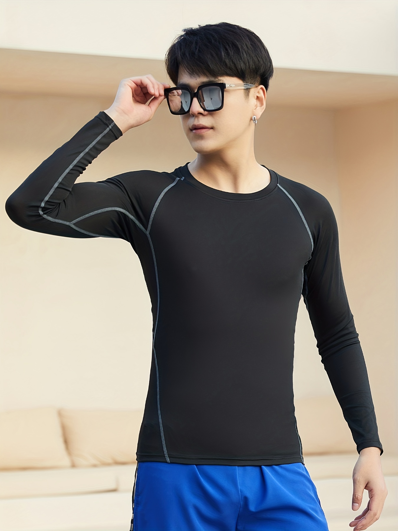 Men's Fitness Compression Long Sleeve T shirt Active Comfy - Temu