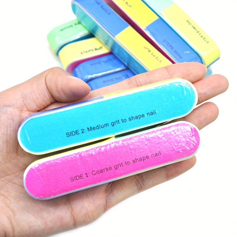 5pcs Neon Nail Polish Sanding Buffer Files, Mini Polisher Blocks