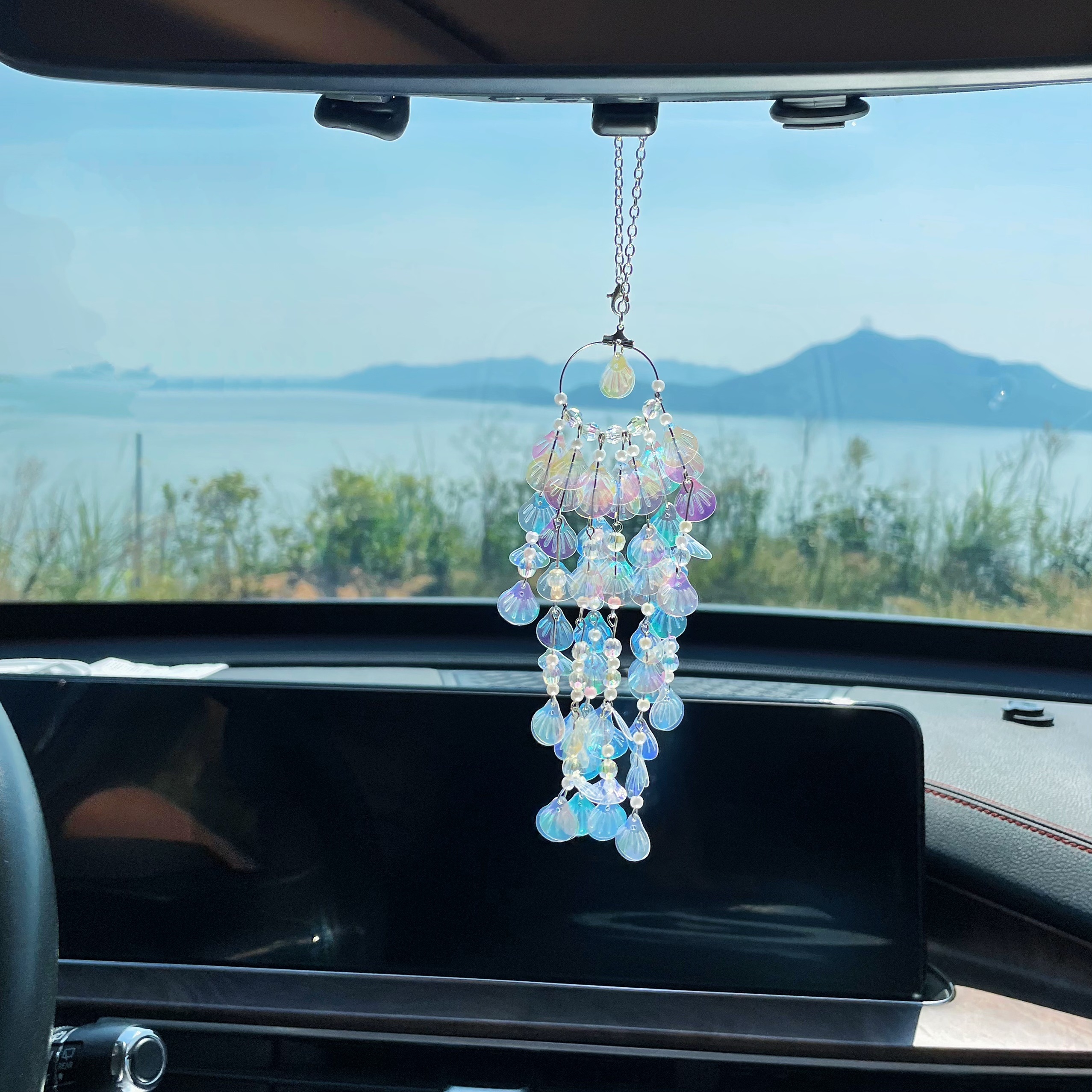 1pc Lucky Clover & Pearl Decor Car Rearview Mirror Pendant, Creative & Cute  Car Hanging Ornament