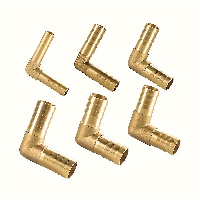 2PCS Solid Brass 90°Elbow Barb Bulkhead Fitting 3/8”OD Barb Bulkhead  Coupling Tank Connector Hose Pipe Barb Fitting for Water/Oil/Gas