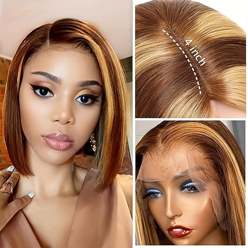 1b / 27 Omber Lace Closure Human Hair Bob Wigs For - Temu