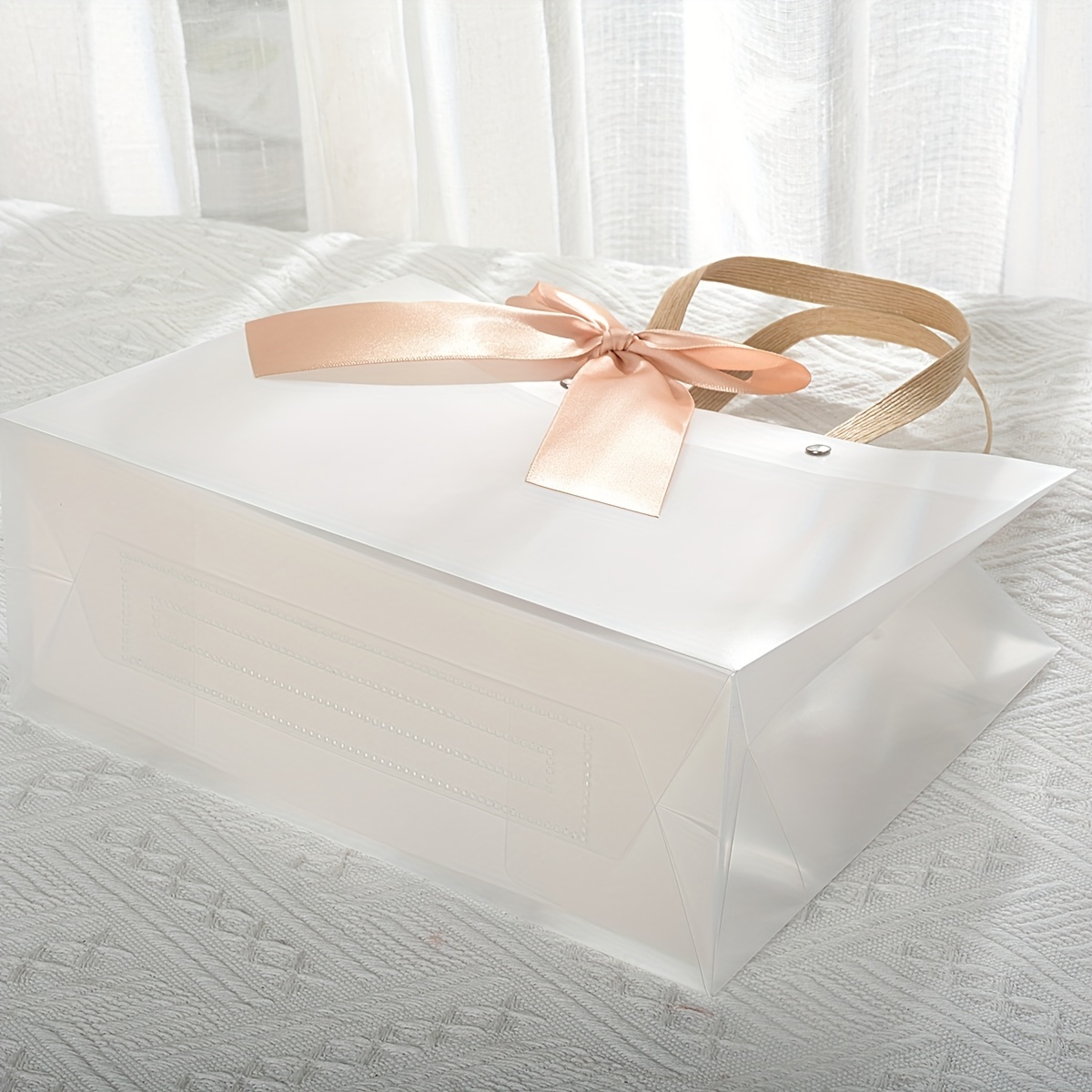 1pc Bow Decor Clear Gift Bag