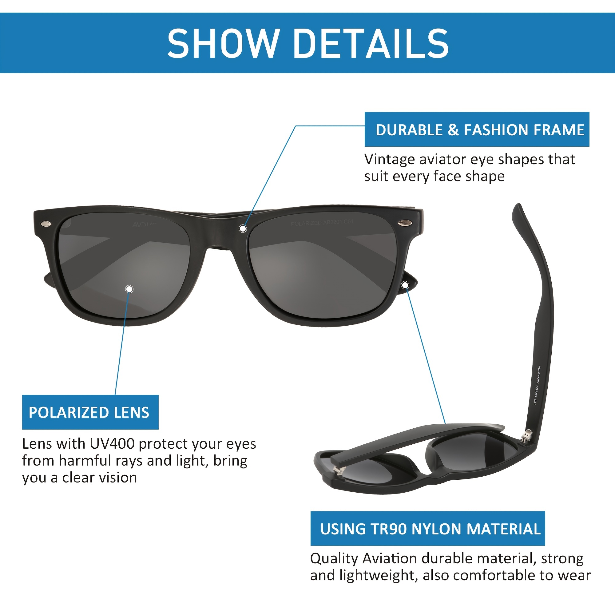 Unisex Trendy Polarized Aviator Sunglasses With Case For Outdoor Sports Cycling Fishing Driving
