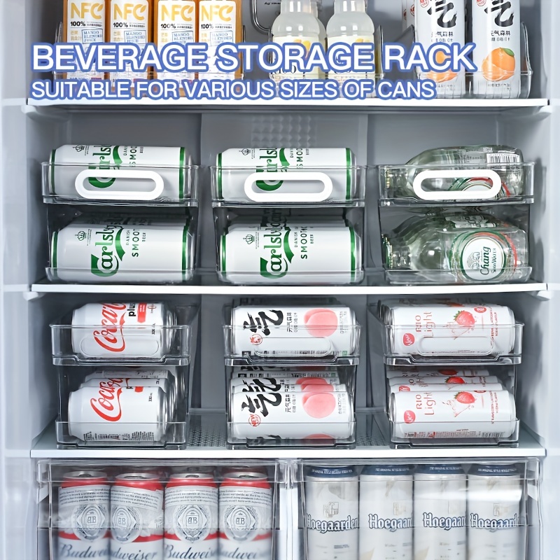  Organizadores de latas de soda de 2 capas apilables, organizador  de bebidas enrollables para nevera, organizador y almacenamiento de latas  de soda, dispensador de latas para refrigerador, contenedores : Hogar y