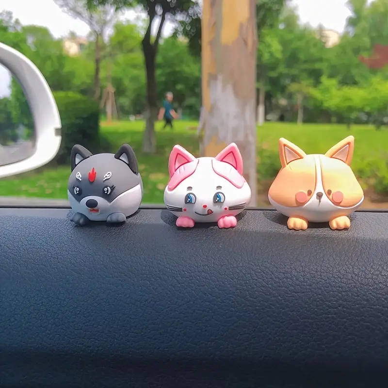 1pc Süße Anime Auto Innendekoration, Mini Haustier Hund Katze Auto