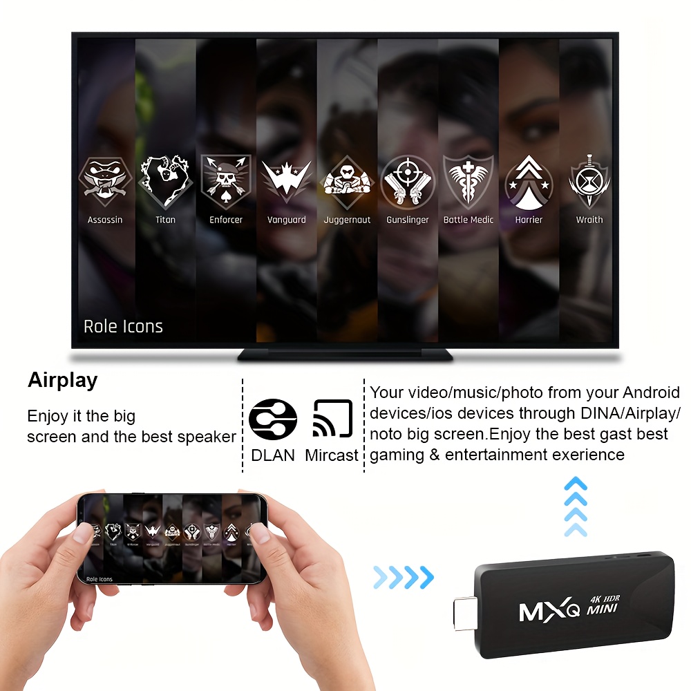 MXQMini TV Stick Android 10.0 4K Smart TV Android Box 2.4G WiFi Mini Smart  TV Stick H.265 Media Player Set Top Box