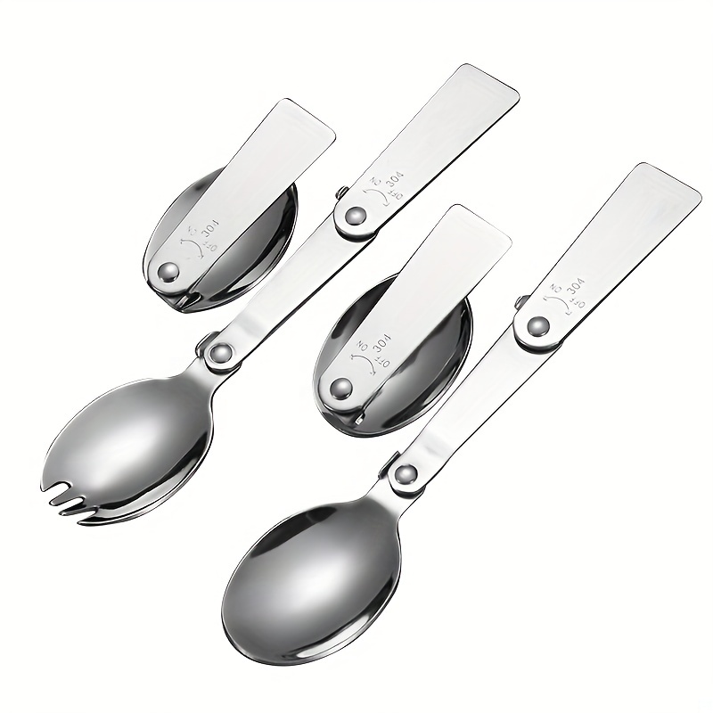 3pcs Replacement Spoon for Thermos, Foldable Spoon Portable Stainless Steel  Spoon for Outdoors Travel Replacement Parts Compatible with Thermos