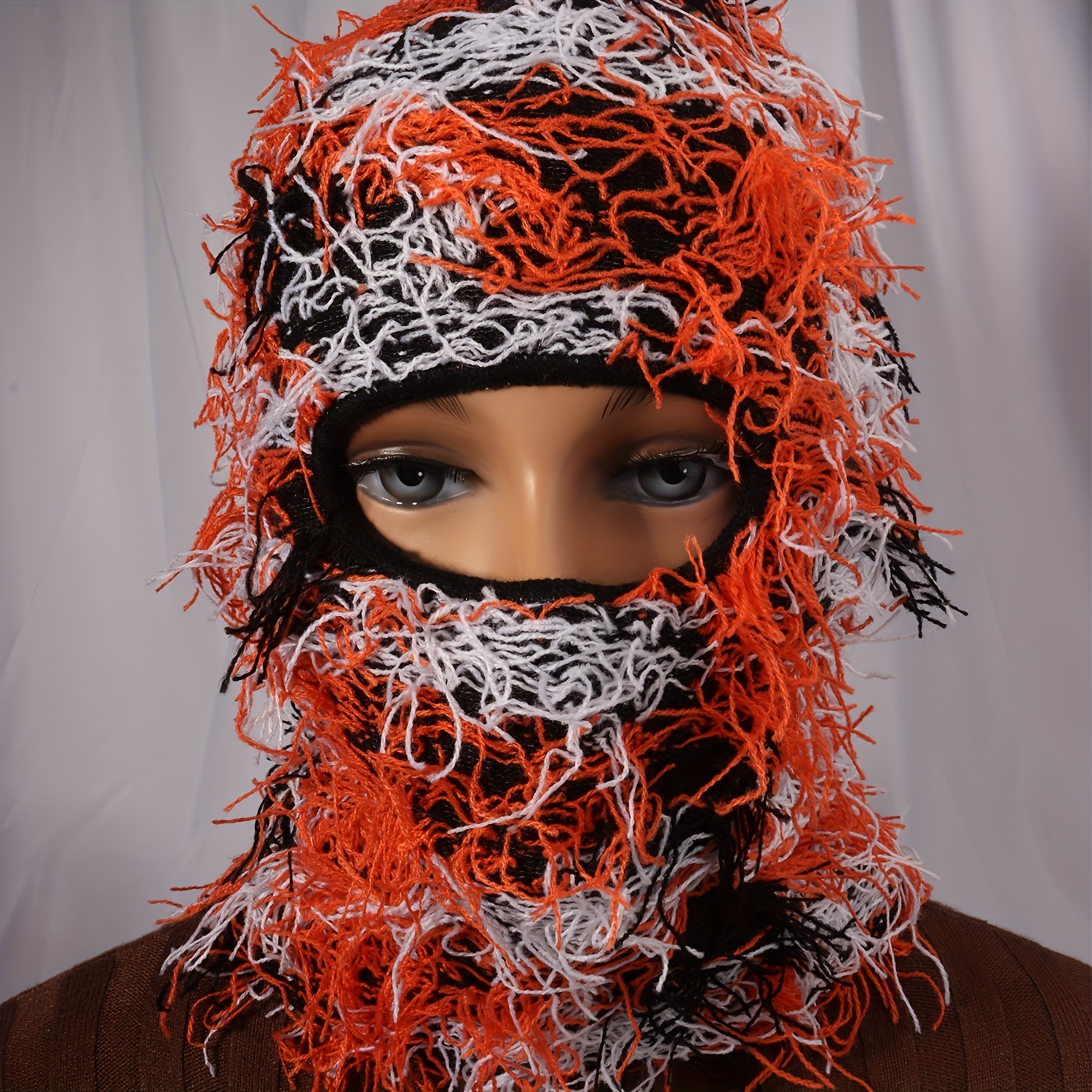 Cagoule en tricot à pampilles Y2K, masque de ski complet, cache