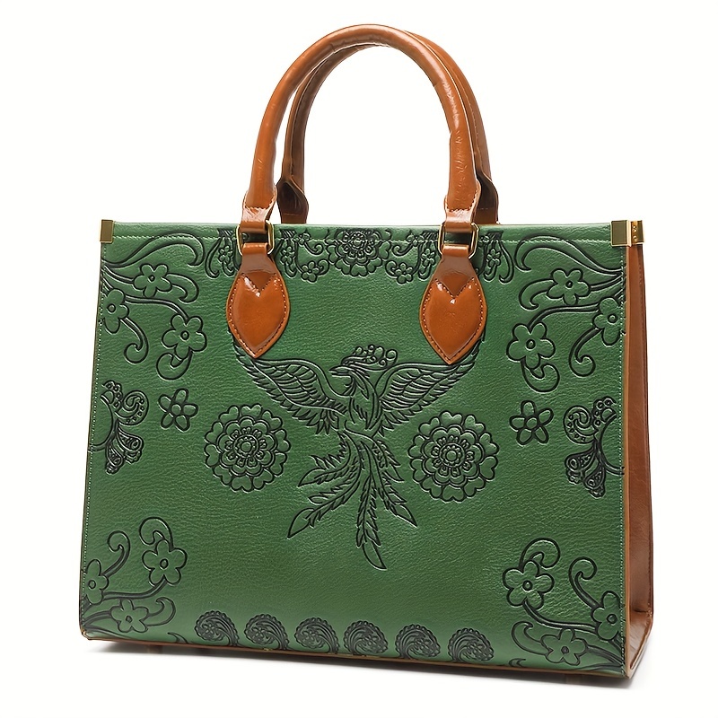 Vintage Phoenix Embossed Tote Bag Ethnic Style Shoulder Bag Elegant Large  Capacity Handbags - Bags & Luggage - Temu Latvia