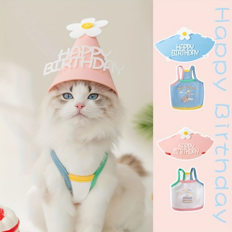 Gorro Fiesta Cumpleaños Gato, Accesorios Pelo Mascotas, Equipo Cabeza  Gatito, Accesorios Fiestas Cumpleaños Mascotas, Compra En Temu Empieza  Ahorrar