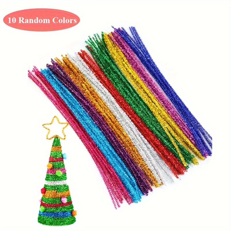 10 Colors Mixed Glitter Pipe Cleaners Chenille Stems - Temu