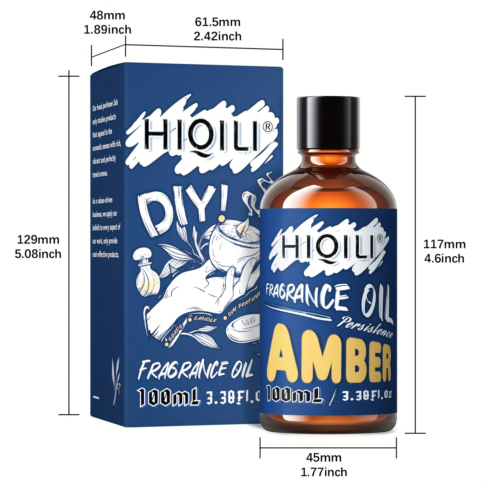 HIQILI Amber Essential Oil - Premium Fragrance Oil for Diffuser, Candle  Soap Perfume Lotion Making, 3.38 Fl Oz Halloween Thanksgiving Gift
