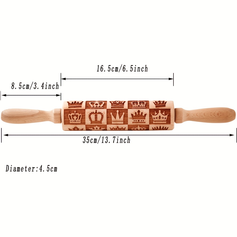 1pc, 13.7inch Wooden Embossing Rolling Pin With Buttlerfly Flower Pattern,  Deep Laser Engraving Wooden Roller Cookie Stamp Tool For Pastry, Cake Bakin