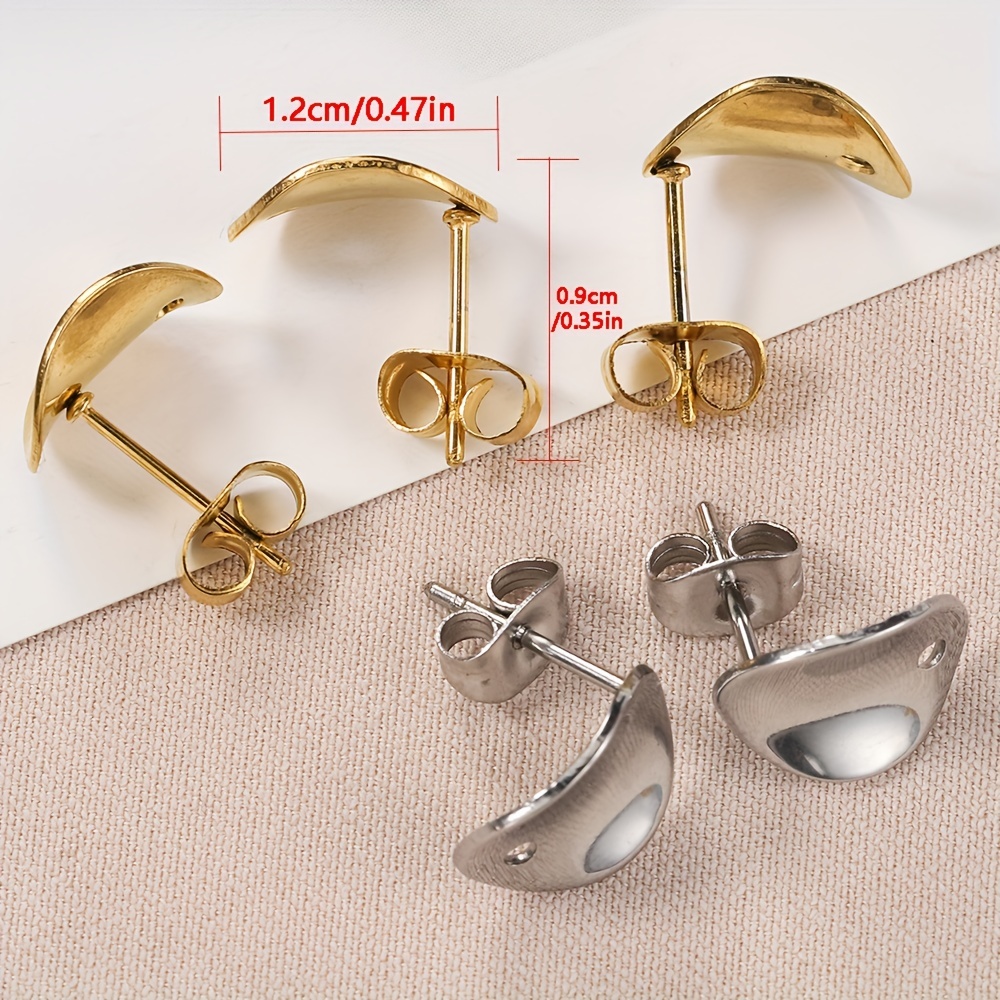 10pcs Stainless Steel Stud Earring Base with Backs for DIY Jewelry