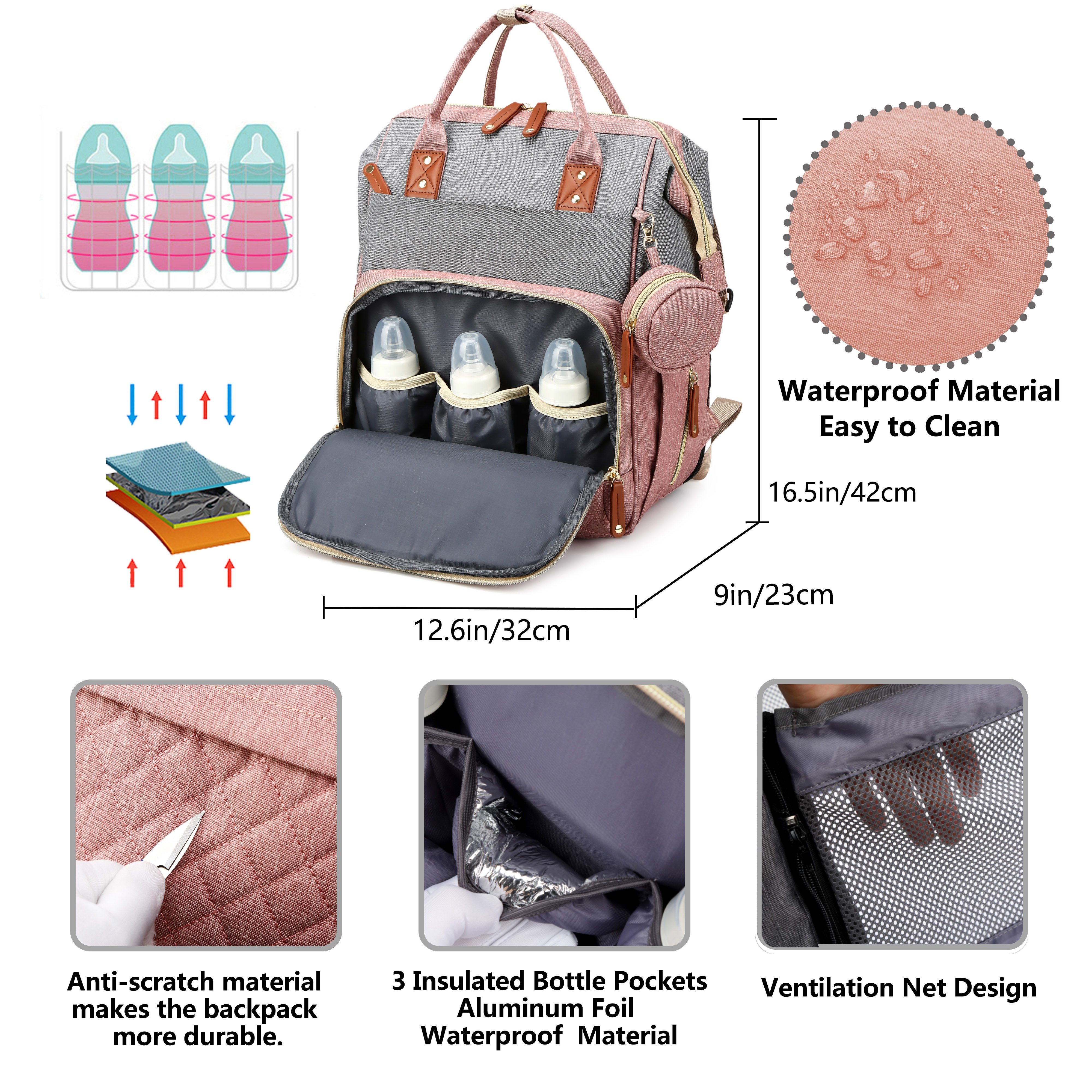 Multifunctional Waterproof Diaper Backpack Bag For Moms For Travel And  Daily Use With Insulation